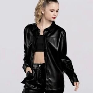 Weissman Red Faux Leather Jacket Costume